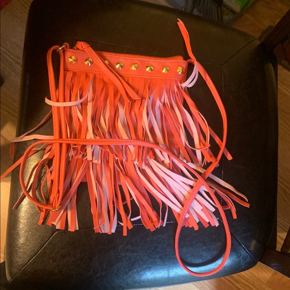 Fringe Crossbody Bag with Gold Accents